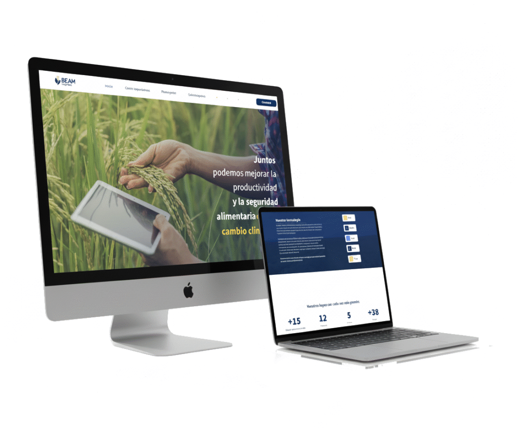 Beam CropTech mockup imac macbook website